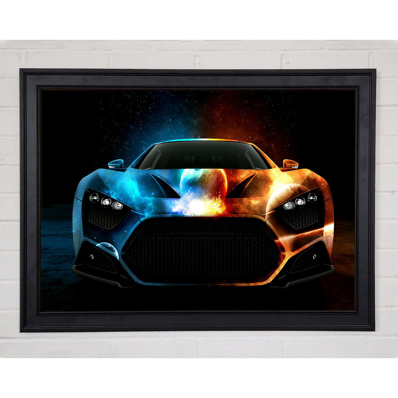 Space Car - Single Picture Frame Art Print, Black Framed Paper, 42cm H x 59.7cm W x 3.4cm D
