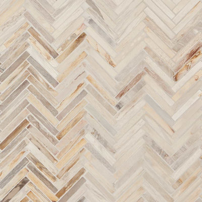 Fossil Herringbone Petrified Stone Mosaic