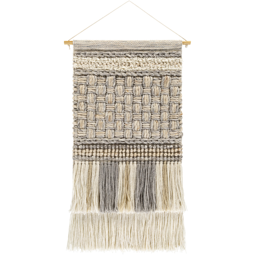 Leigha Wool Wall Hanging with Rod Included Sand & Stable™ Color: Light Gray