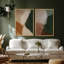 «Earth Tone Abstract Color Shapes Duo Contemporary Modern Design», reproduction d'art sur toile encadrée 2 pièces-120419854-120419852