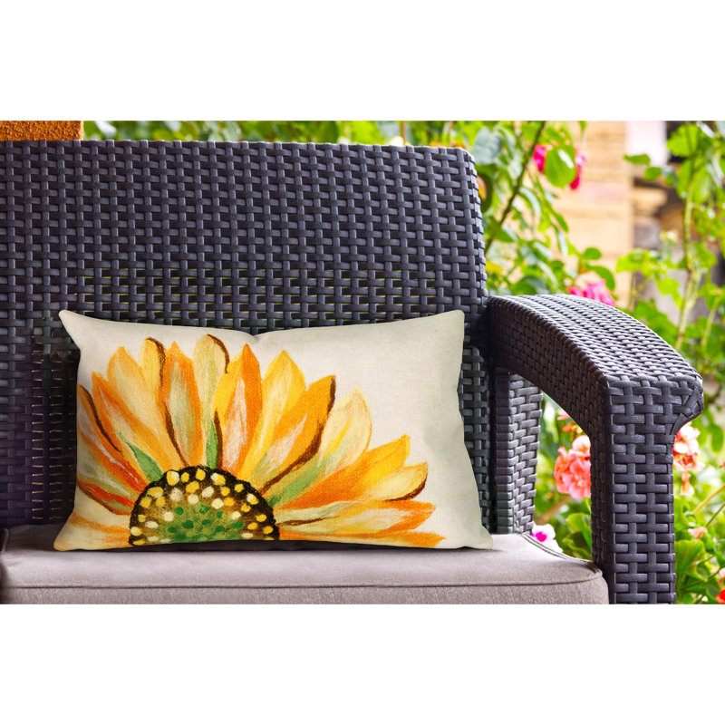 Keisha Sunflower Outdoor Rectanglar Pillow Cover & Insert, 12" X 20"