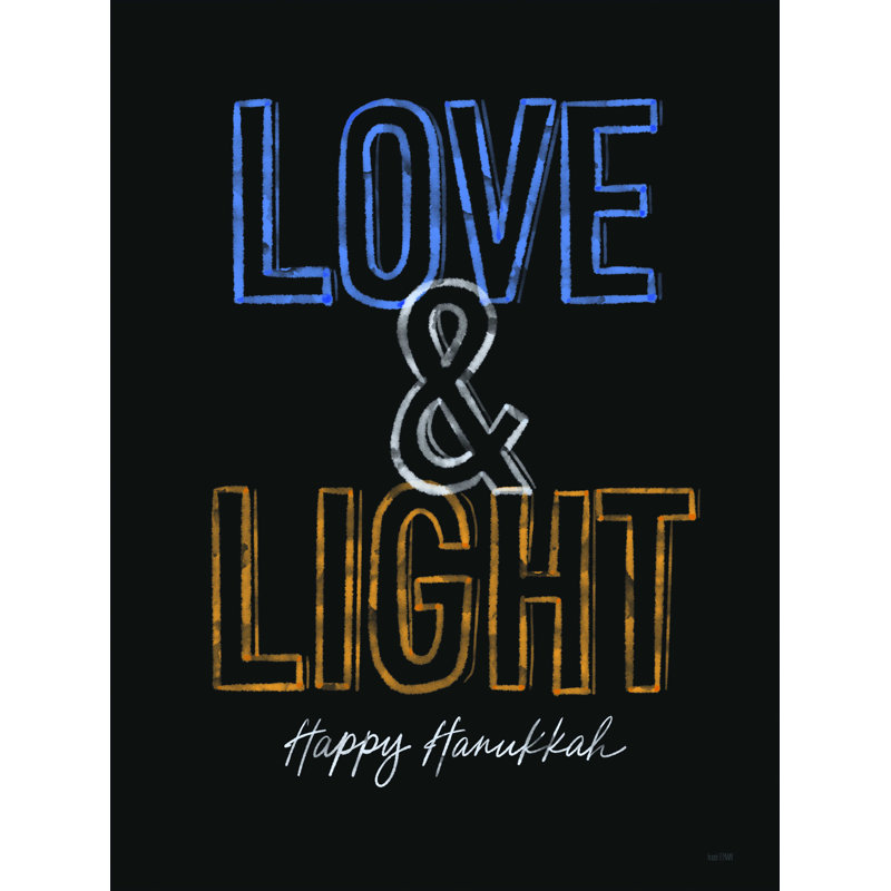 «Harol Love and Light Hanukkah», art textuel sur toile tendue, H 48 po x l 32 po