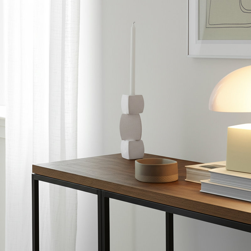 Candlestick Candle Holder, 9" H x 4" W x 4" D, White