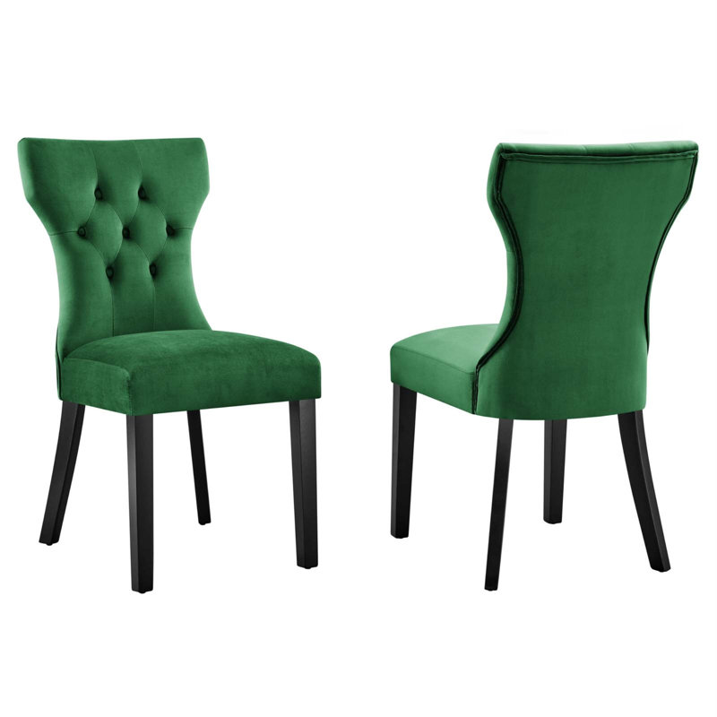 Chaises de salle à manger Silhouette Performance en velours - ensemble de 2 par Modway, Émeraude