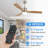 52" Classic Solid Wood Ceiling Fan with Dimmable LED Light Kit and Remote Control 6 Speed DC Motor-1547505