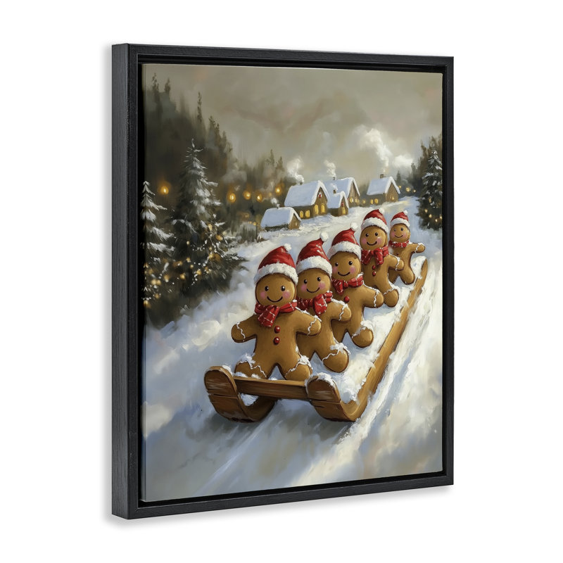 Cadre flottant Gingerbread Snow Day, design par Arlington Prints, Cadre flottant noir de jais, H 21 po x l 17 po