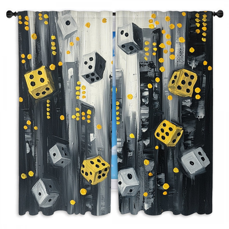 Rideaux de fenêtre Play Dice - Rideaux industriels récréatifs - 2 panneaux, L 20 po x L 52 po