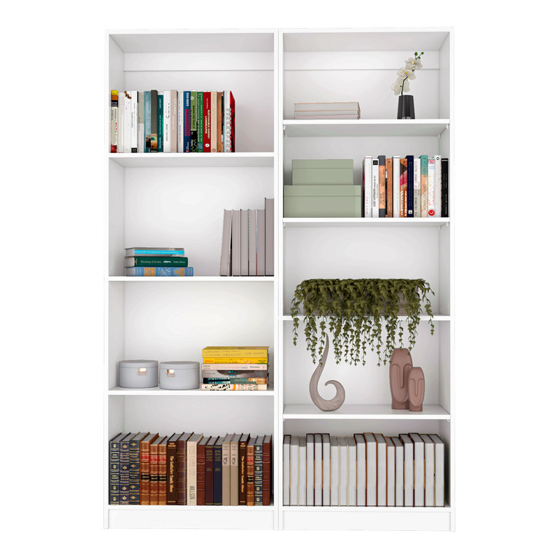 Ensemble de salon avec bibliothèque 2 pièces, armoire de rangement, 49 po de largeur et 9 tablettes, Blanc