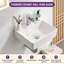 Lavabo mural rectangulaire en céramique blanche de 34,5 x 29,5 cm (13,6 x 11,6 po), petit lavabo suspendu avec un seul trou pour robinet, bonde de 4,4 cm (1,75 po), pour salles de bain et salles d'eau compactes.