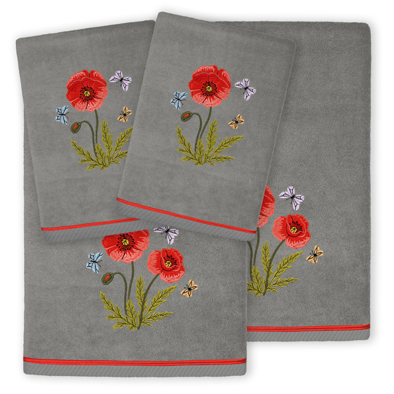 4 Piece Turkish Cotton Towel Set, Charcoal