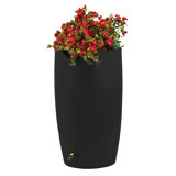Good Ideas Plastic Drainable Dual Overflow Rain Barrel
