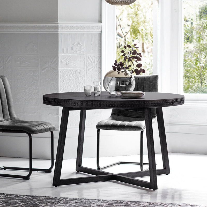 Cassilyn Round Solid Wood Dining Table, Black Charcoal