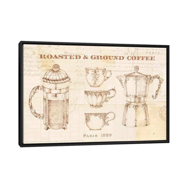 « authentique coffee i », reproduction d’impression sur toile, H 18 po x l 26 po x P 1,5 po, Toile avec cadre noir