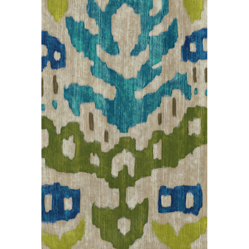 Teal Ikat II by Chariklia Zarris - Wrapped Canvas Art Prints, 46cm H x 30cm W