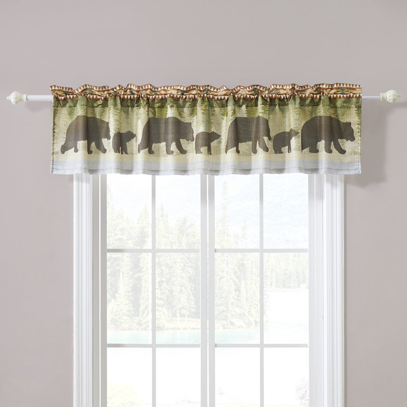 Rustic Bear Forest Light Filtering Rod Pocket Valance