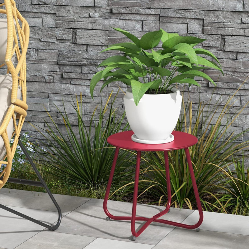 Side Table 18" Weatherproof Steel Outdoor Indoor Side Table For Garden Balcony Pool & Tailgate Rust Resistant Portable End Table