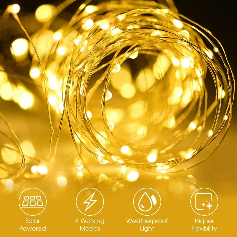 Juta Indoor 100 - Bulb 6.42'' Solar Powered LED Wide Angle LED String Light