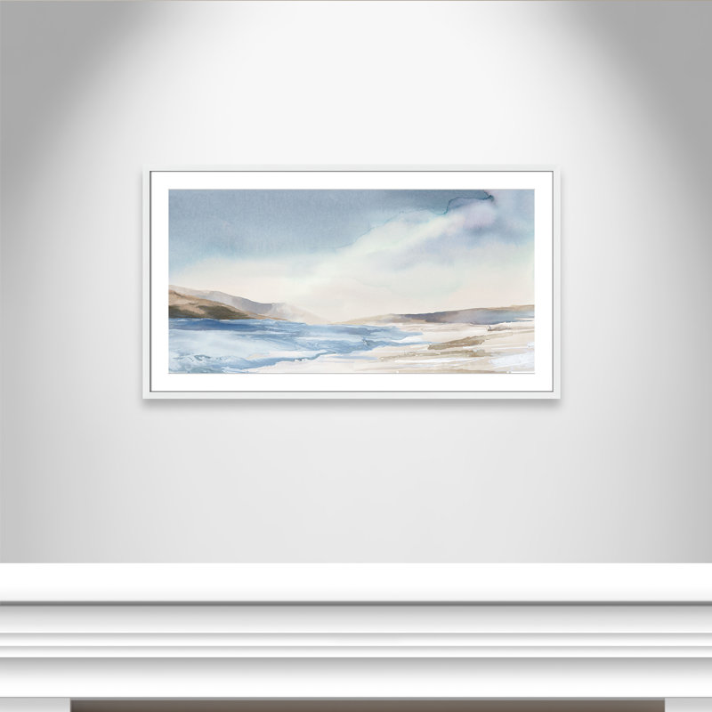 Imprimé Mystic Shores par Mystic Shores, H 23,5 po x l 41,5 po x P 1,25 po, Reproduction encadrée avec passe-partout, Blanc