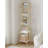 Ladder Shelf, Bookshelf Bookcase, Freestanding Corner Storage Shelve with 2 Hooks for Home Office, Living Room, Kitchen, Bedroom, Industrial, 11.8" D x 13.4" W x 63" H, White Gold-396517949-390244766
