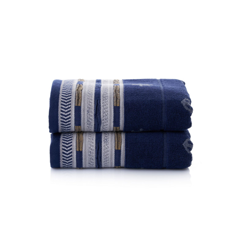 Premium Bath Towel Set (2 Pieces), Dark Blue, 29.5 x 59.1 inches | 100% Cotton, Jacquarded, 17.6 oz/sq yd | Machine Washable at 104°F | Soft, Absorbent, and Luxurious for Spa-Like Comfort at Home