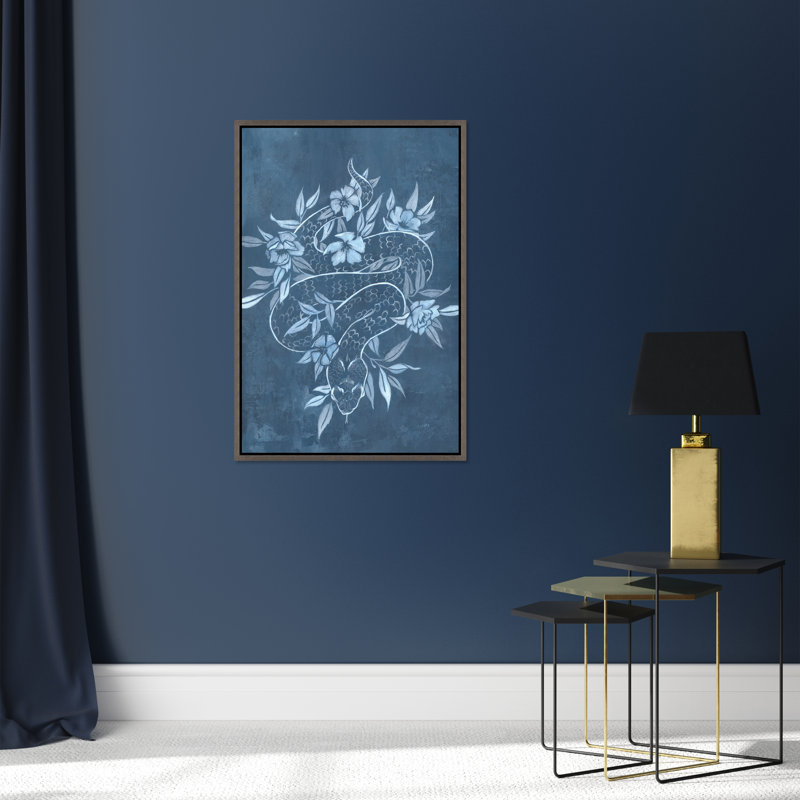 «Flowered Snake» par Richard Ryder - peinture sur toile encadrée, Verre