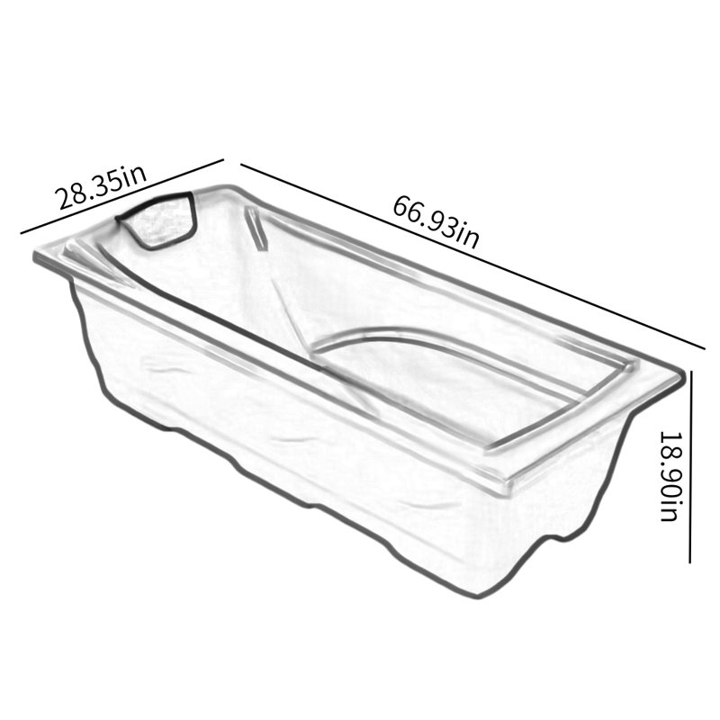Simple Modern Acrylic Bathtub 66.93'' W 18.90'' H Tub & Shower Kit, Blue