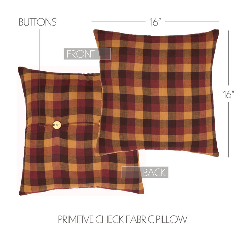 Primitive Check Check 100% Cotton Throw Pillow