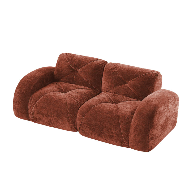 2 places rouge avec velours, conception ergonomique, combinaison modulaire, aucun assemblage requis, éponge rebondie ultra douce et brune, agencement flexible,