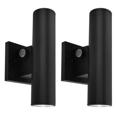 Applique murale d'extérieur DEL Dusk to Dawn de 10 po LUXRITE, applique cylindrique vers le bas, 12/15 / 18W, 1200-1800 lumens, 3CCT, étanche IP65, à intensité variable, paquet de 2 ETL
