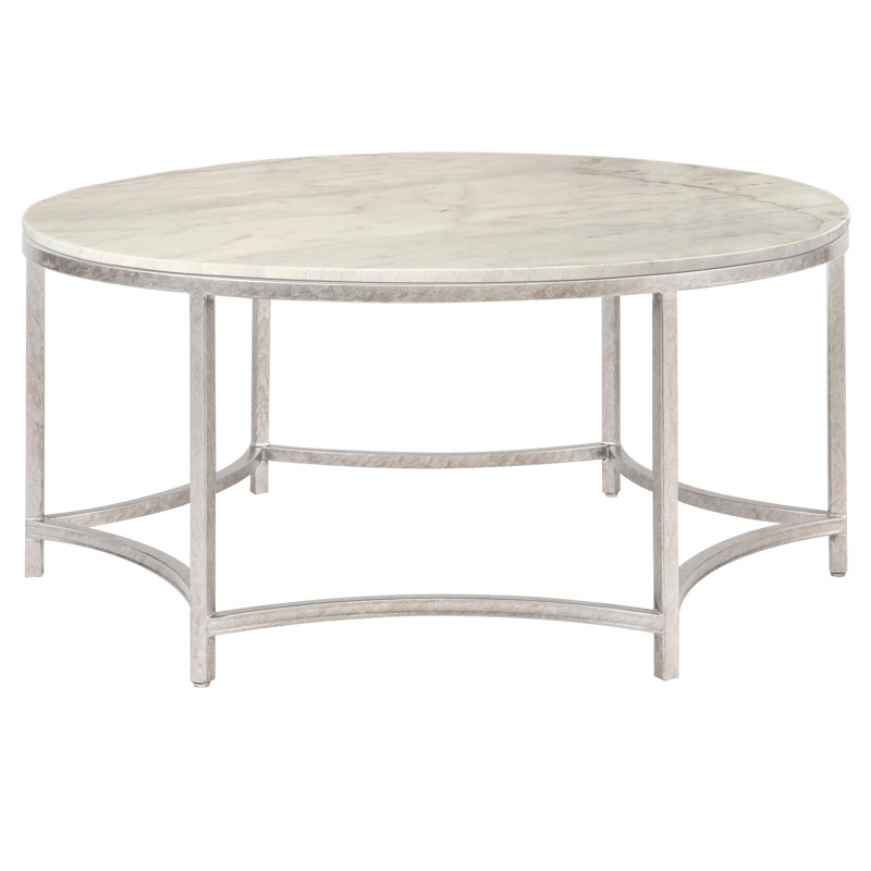 Table basse Megan Trestle 1, Marbre de Carrare, Argent royal