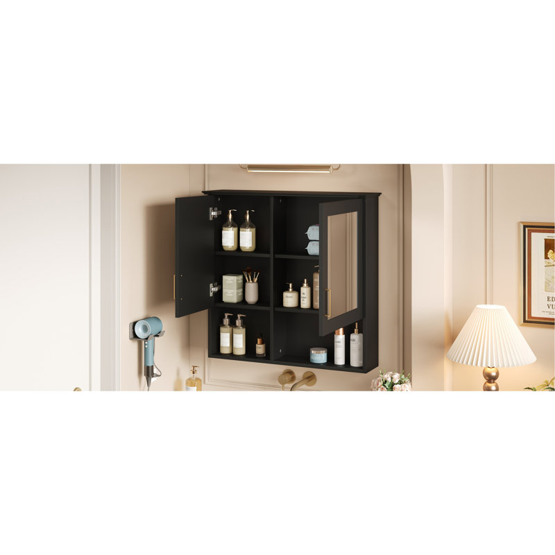 Armoire de toilette 2 en 1, armoire à pharmacie murale avec tablettes réglables et portes à fermeture douce, miroir haute définition avec rangement pour meuble-lavabo de salle de bain