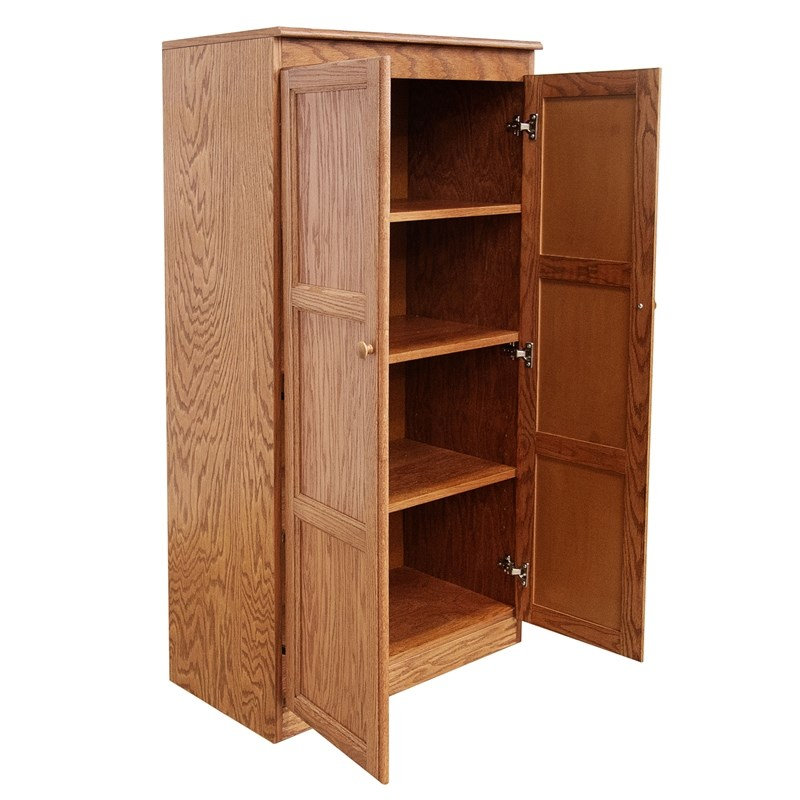  Armoire de rangement en bois 60 po avec 4 tablettes Traditional, Chêne
