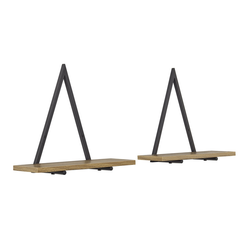 Clydean Floating Reversible Triangle Wall Shelves, Black/Light Maple