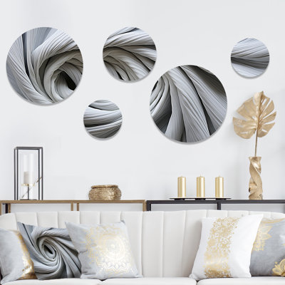 Gris spiralé fractal Sprial I - ensemble abstrait de spirales abstraites murales de 5