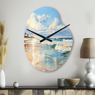 Beach Photo Seaside Reflections V - Horloge murale 3D en forme de poire