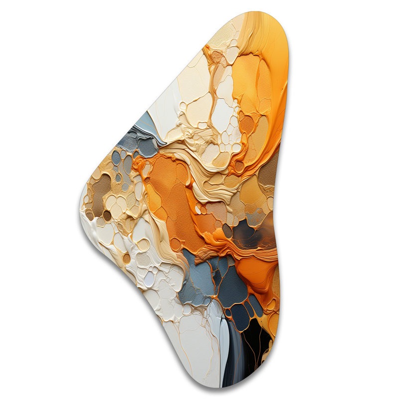 «Orange Blue Line Art Abstract Expressionism - Asymmetric Line Art, Art mural en métal, sculpture murale en forme unique