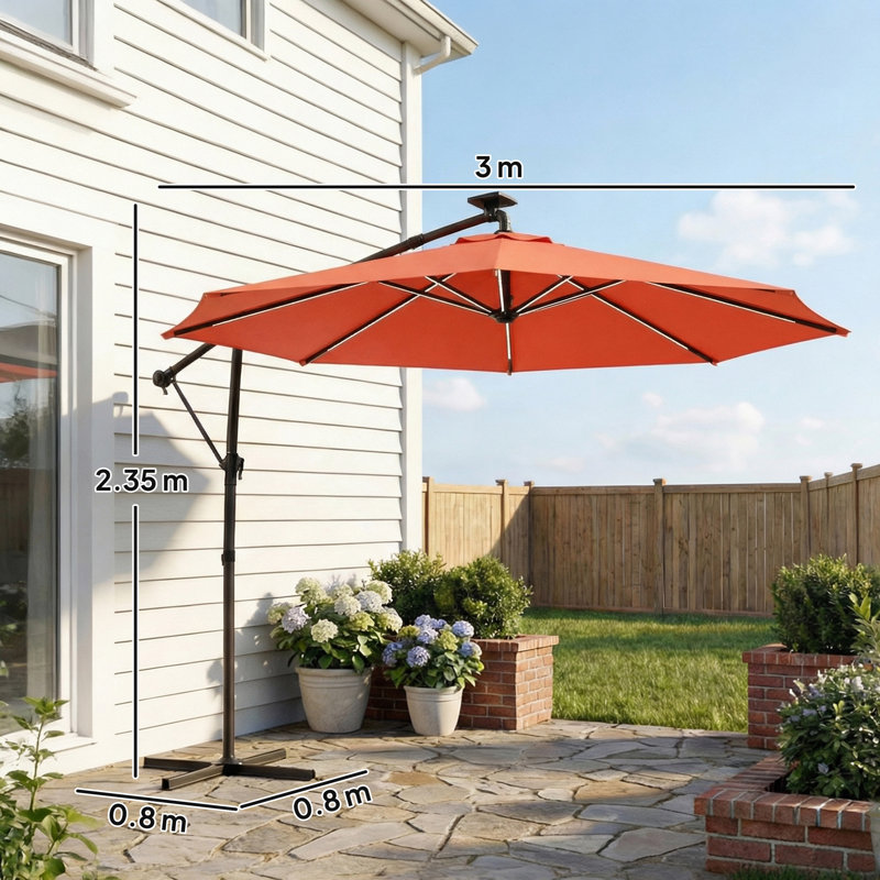 300cm Cantilever Parasol, Orange