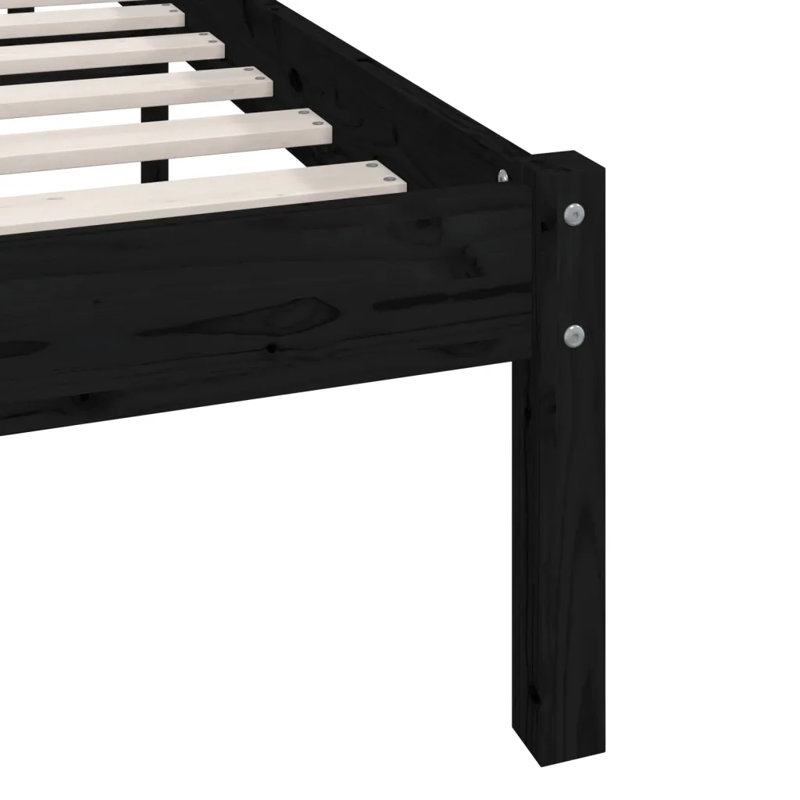 Bed Frame Solid Wood, black, 160 x 200cm