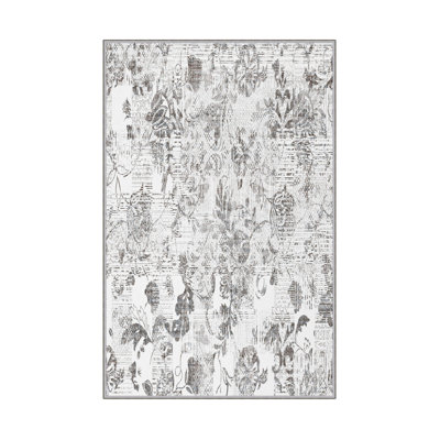 Tapis luxueux, 2,6 x 4,0 pi | 100% polyester, hauteur des poils de 0,4 po | Pois antibactérien et antidérapant en PVC | Lavable à la machine, impression numérique 3D | Parfait pour le salon et la chambre à coucher