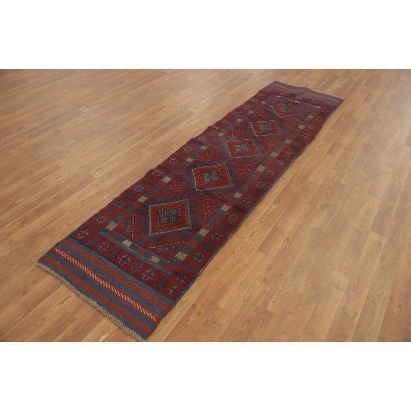 Tapis de couloir unique en laine 8 pi 3 po x 2 pi 1 po rouge