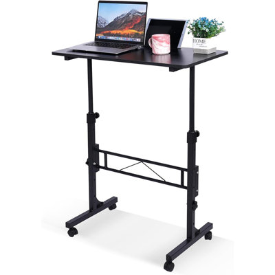 Bureau debout pour travailler à hauteur réglable, bureau mobile avec roulettes et petit bureau d'ordinateur
