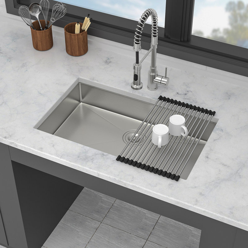 ADA-COMPLIANT Kitchen Sink, 30 Inch Undermount Sink 5.5-Inch Low Depth ADA Compliant Single Bowl 16 Gauge Stainless Steel 30 X 18 X 5.5 Inch Handmade Sinks Basin