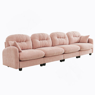 Canapé modulaire à quatre places avec tissu chenille de qualité supérieure, dossier capitonné, mousse haute densité et installation facile pour divers espaces de vie