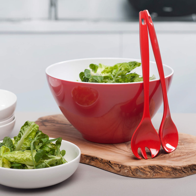 Melamine Salad Bowl and Server Set, Red