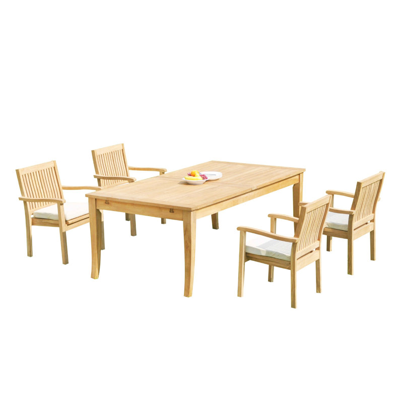 Leveb Outdoor 9 - Piece Teak Dining Set, 4, 122" L x 43" W x 31" H