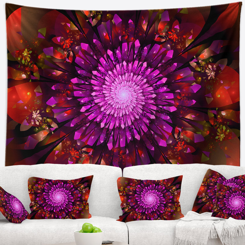 Tapisserie florale mauve à cristaux brillants dans l'espace, H 50 po x l 60 po