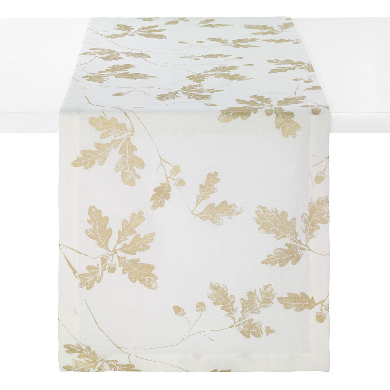 Acorn Floral Table Runnner, Gold