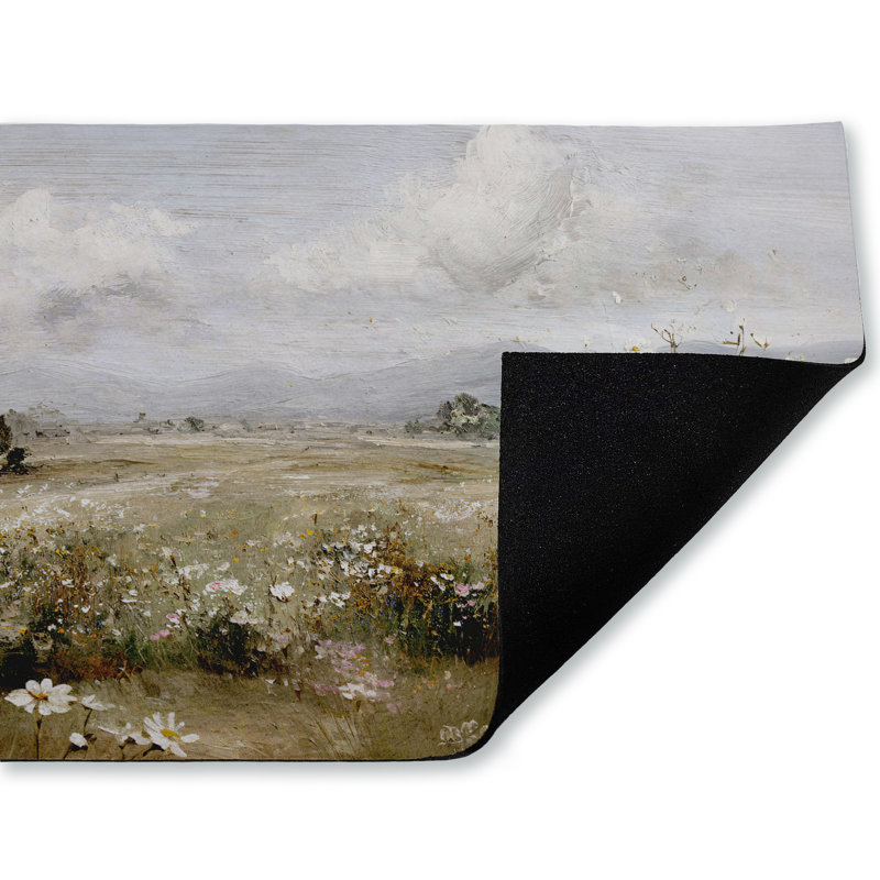  Tapis de porte antidérapant à séchage rapide Tranquil Meadow with Distant Mountains, 18 po x 30 po, Montagnes lointaines