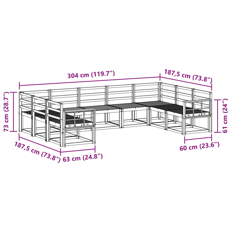 304 cm W Patio Sofa