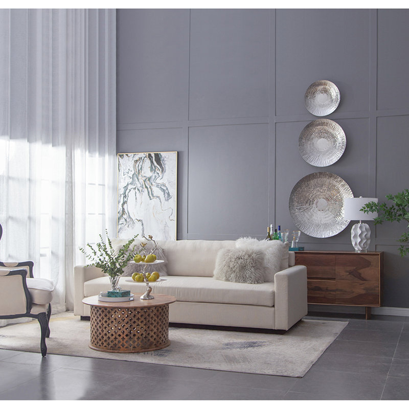 Lot de 3 disques décoratifs muraux argentés texturés, pour une décoration élégante dans votre salon, chambre, entrée ou bureau. Décor moderne en acier inoxydable.